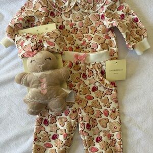 Cynthia Rowley Kids Gingerbread Pajama Set - Cream and Pink